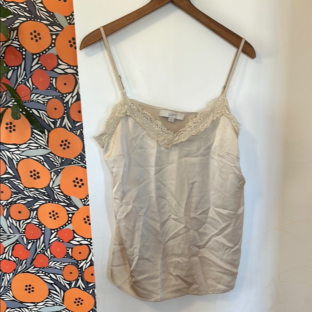 LOFT Cream Lace Trim Cami